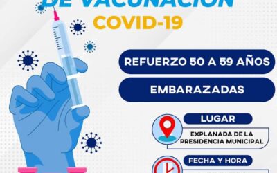 Invita Ayuntamiento de Tocatlan a jornada de vacunación y refuerzo contra Covid-19