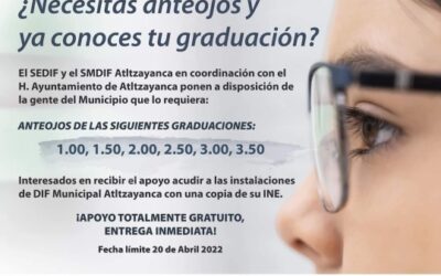 Ofrece DIF Atltzayanca lentes graduados a la ciudadanía.