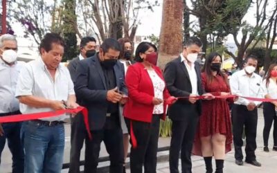 Entrega alcaldesa de Panotla obras de remodelación del parque principal de San Jorge Tezoquipan